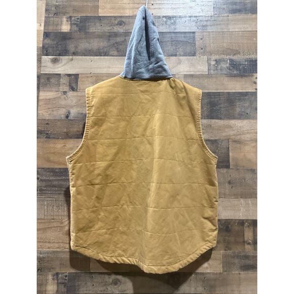 Wrangler Hooded Workwear Vest-Men’s 3XL – Quilted Full-Zip Canvas –Tan - Picture 8 of 8